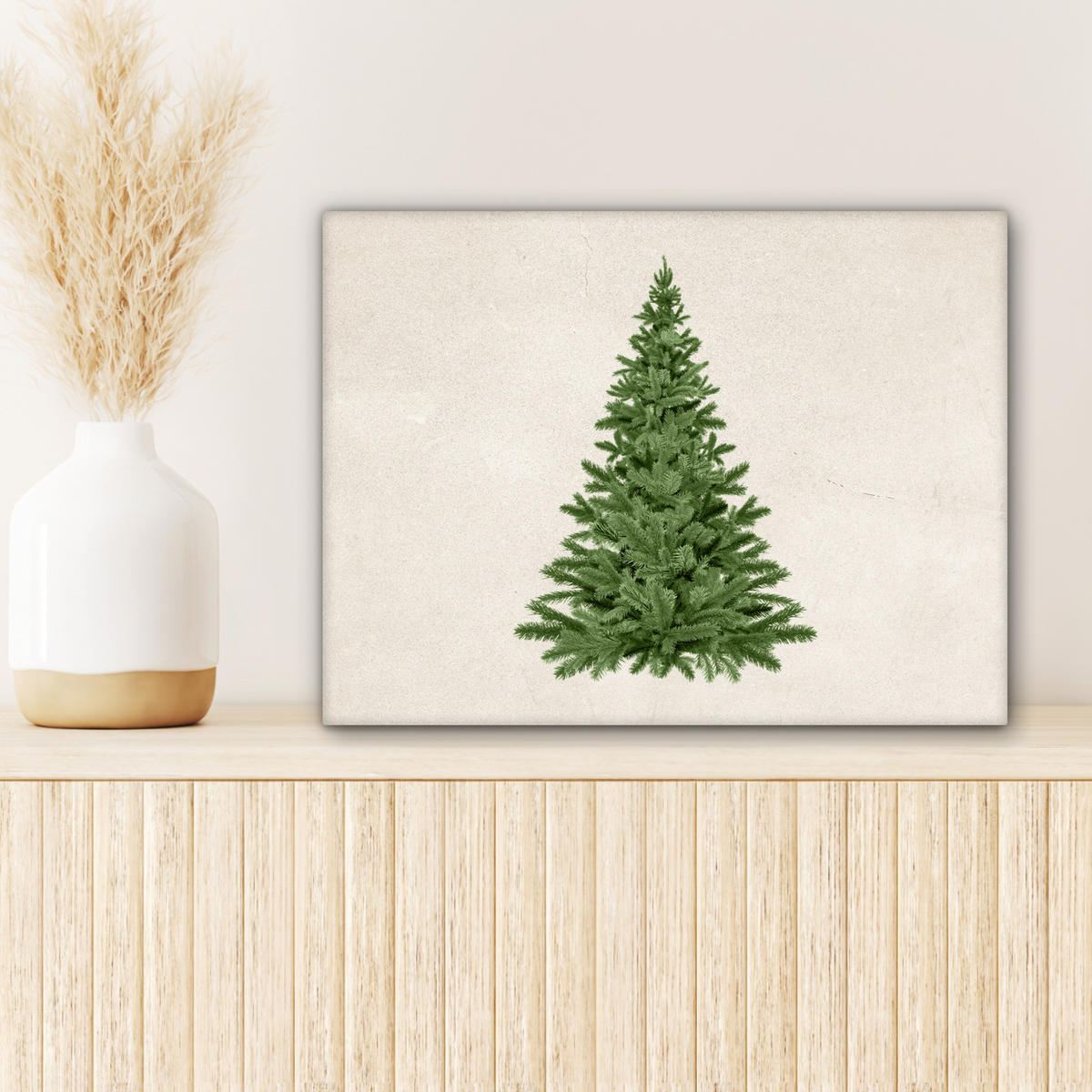 LEINWANDBILD Weihnachtsbaum - Grün - Weihnachten - Feiertage 40x30 cm - Olivgrün, Textil (40/30cm) - MuchoWow