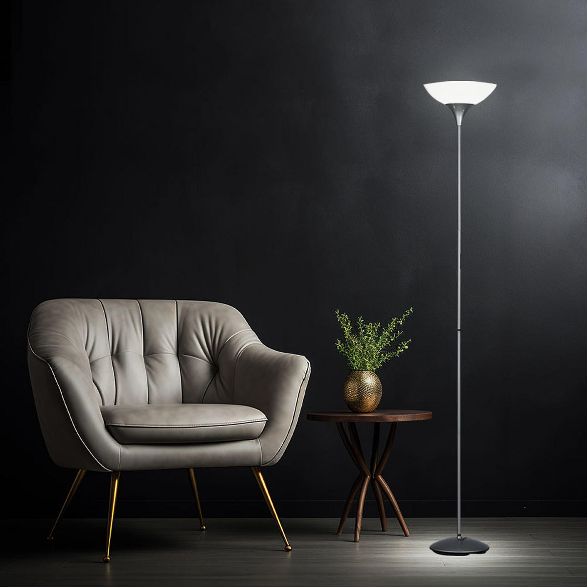 LED STEHLEUCHTE DEZWO Silber Metall - Silberfarben, Metall (28/28/180cm)