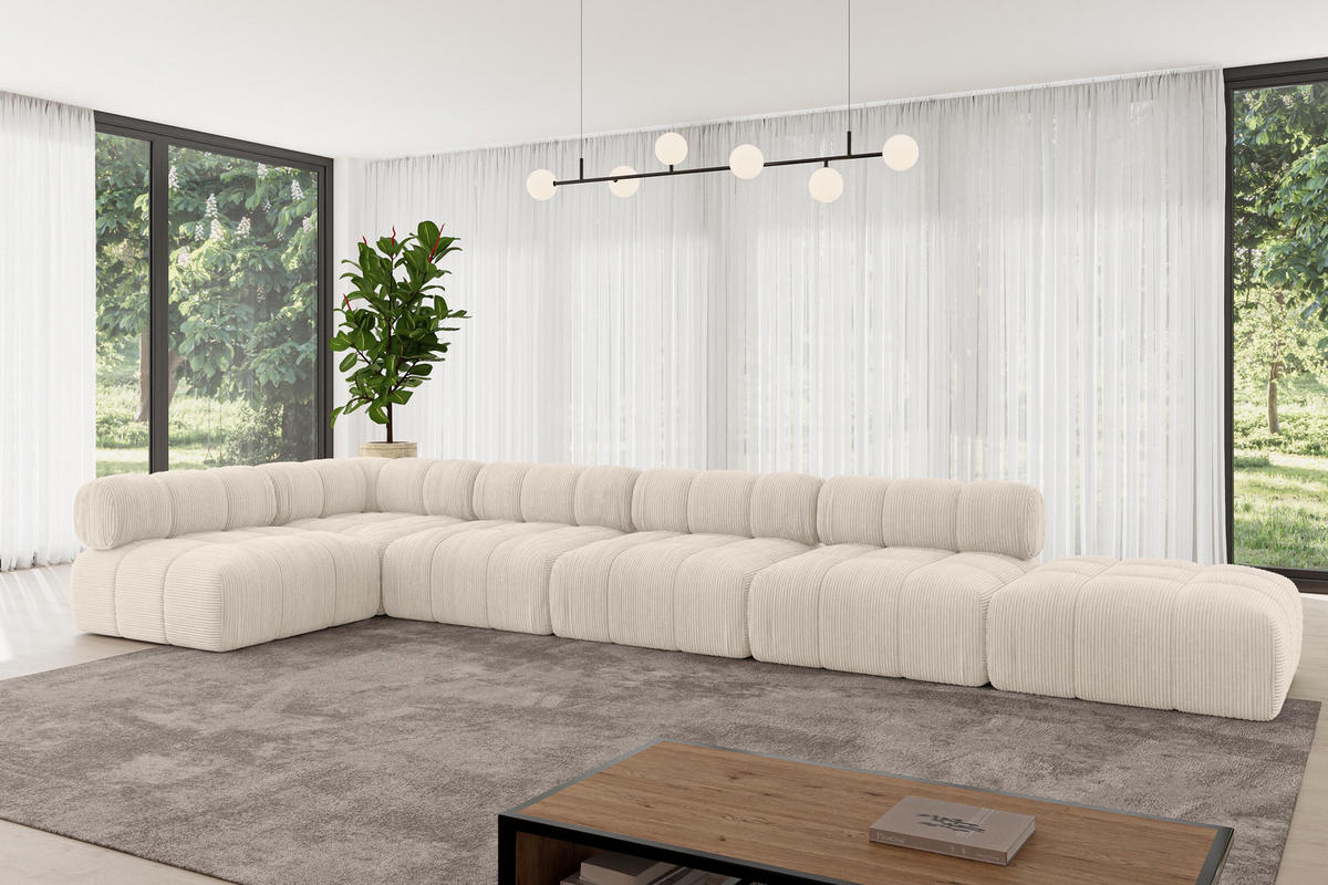 ECKSOFA modulares Sofa Favio-L3 - 475x190x70 cm Beige Cord - Beige, Holzwerkstoff/Textil (475/190cm) - ALTDECOR