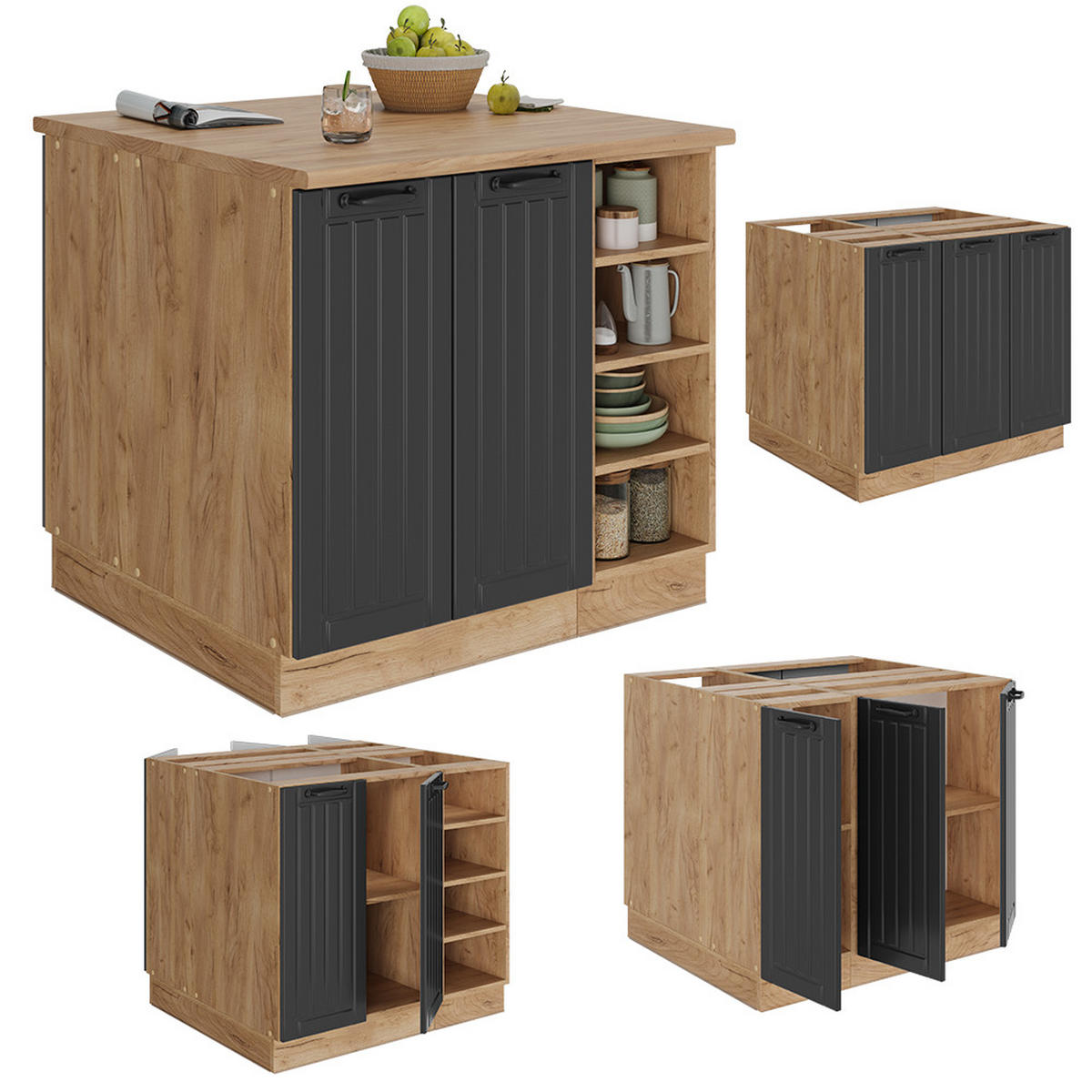 KUCHYŇSKÝ OSTROV Fame-Line Tmavě šedá - tmavě šedá, kompozitní dřevo (90/82/60cm) - Vicco