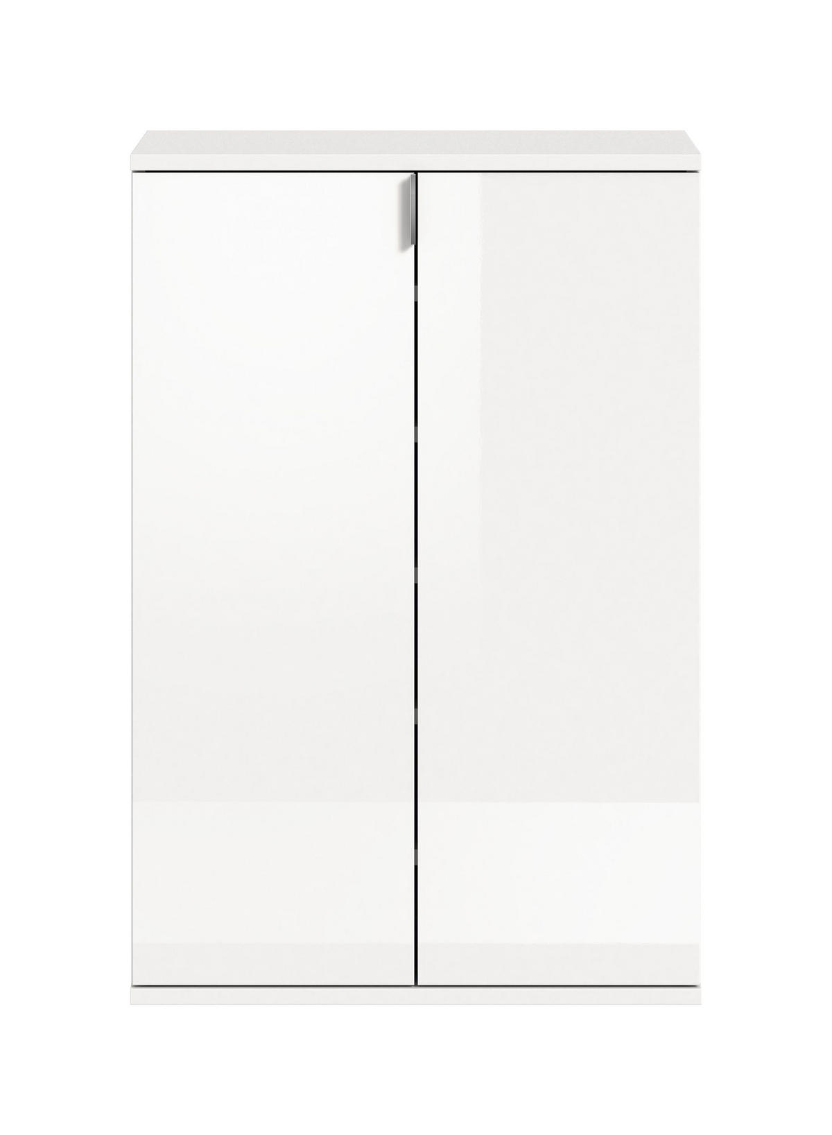 SCHUHKOMMODE Projekt X Garderobe in weiß Nachbildung und weiß hochglanz B/H/T: 61x99x34 cm - Weiß, Holzwerkstoff (61/99/34cm)