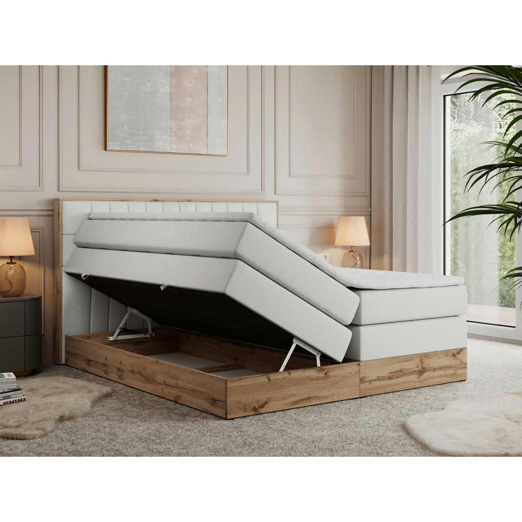 Thumbnail - MKS Boxspringbett, Weiß, Textil, 2-Sitzer, H4, Rechteckig, 180x200 cm, Schlafzimmer, Betten, Boxspringbetten