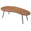 COUCHTISCH Retro-Stil mit Nierenform, Massivholz, Metallbeine, pflegeleichte Tischplatte, Braun 122x63x36 cm - Schwarz/Braun, Holz/Metall (63/122/36cm) - KADIMA DESIGN