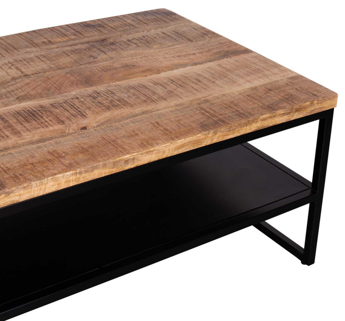 COUCHTISCH Sicilia - Schwarz/Naturfarben, Holz/Metall (60/110/41cm) - Mr. Deko