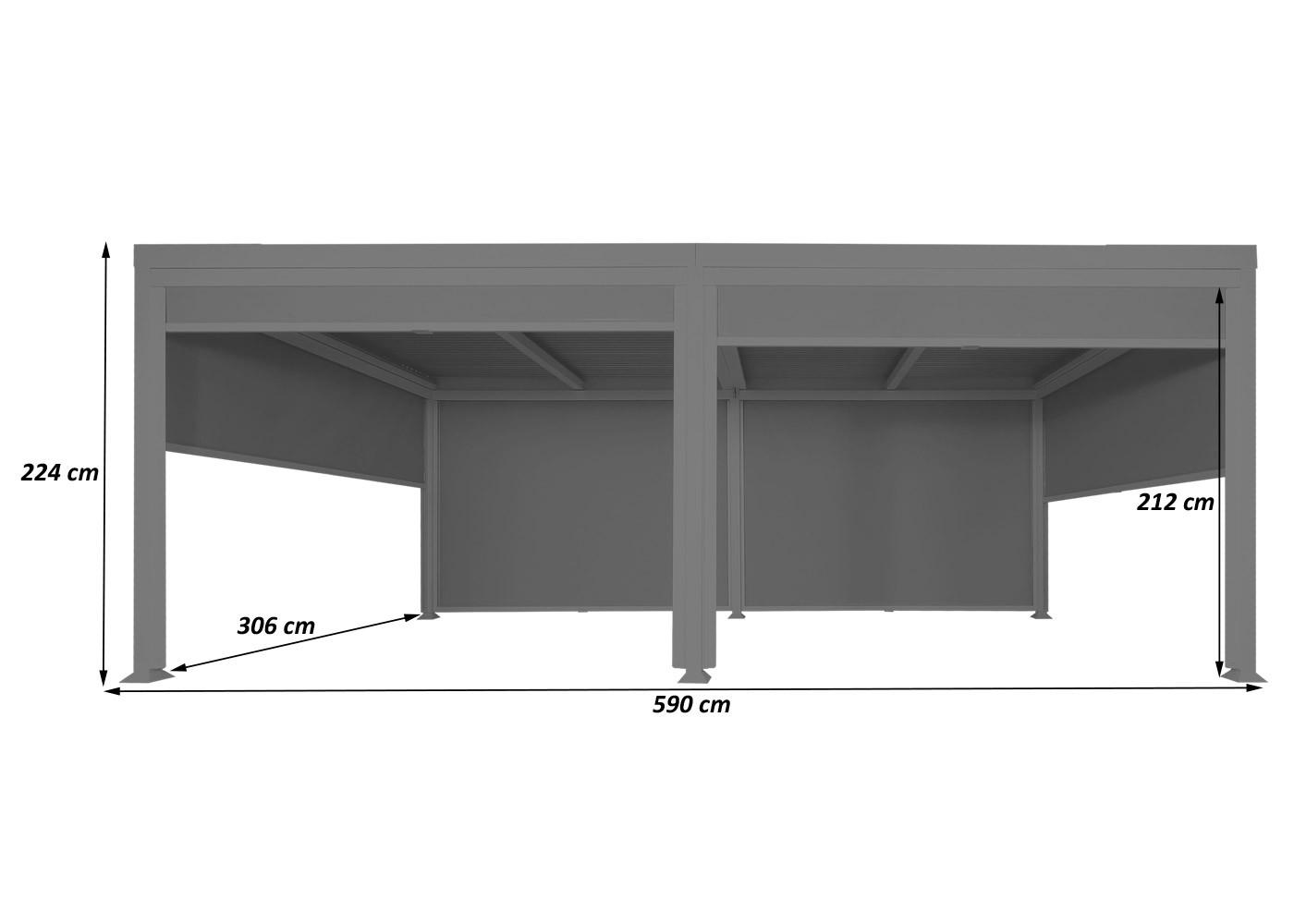 ALU PERGOLA MIT SEITENWAND Anthrazit - Anthrazit, Metall (590/224/306cm) - MCW