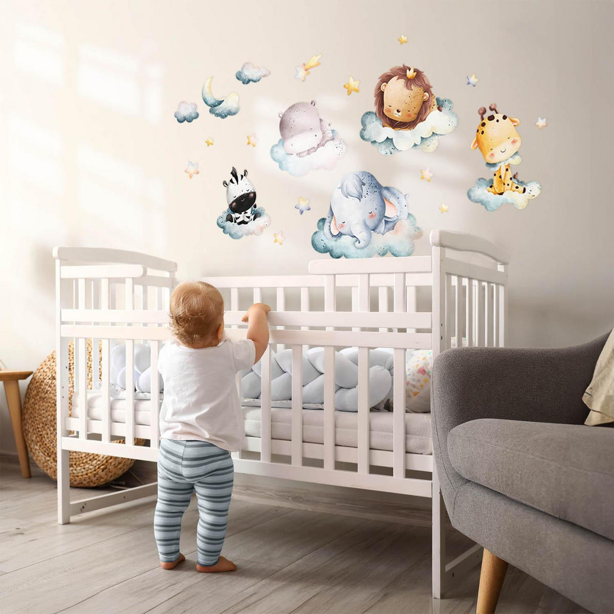 WANDAUFKLEBER 80x119cm - Schlafende Tiere - Multicolor, Kunststoff (80/119/0.1cm) - Wallfluent