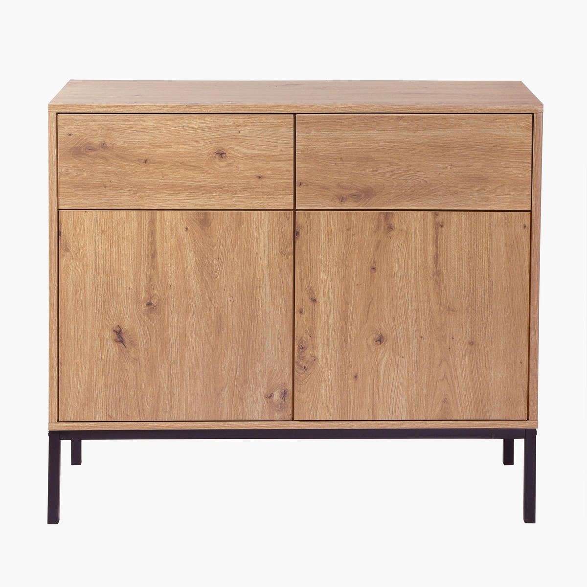 KOMMODE 2 Türen2 SchubladenEichendekor 40/80/90 cm - Eichefarben, Holzwerkstoff (90/80/12.5cm) - Calicosy