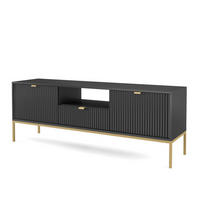 LOWBOARD STELLARE 154x39x56 cm mit 1 Schubladen und 2 Türen Schwarz - Goldfarben/Schwarz, Holzwerkstoff (154/56/39cm) - MASSENO