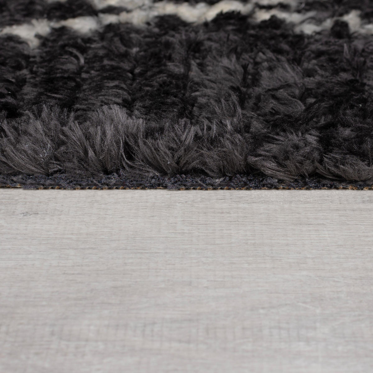 TEPPICH geometrisch mit Fransen SWALE JUNE, Schwarz-Weiß 120x170 cm - Schwarz, Textil (120/170cm) - KADIMA DESIGN