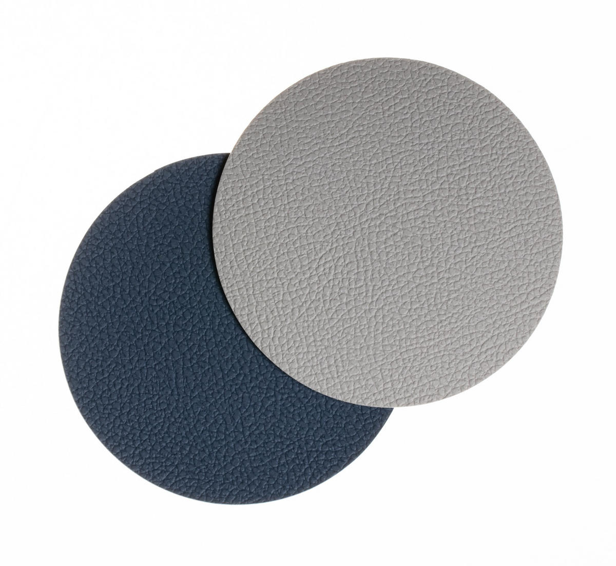 UNTERSETZER - Veganes Leder - Grau / Blau - doppelseitig - ø 10 cm - 6 Stück - Blau, Kunststoff (2/10cm) - Cookinglife