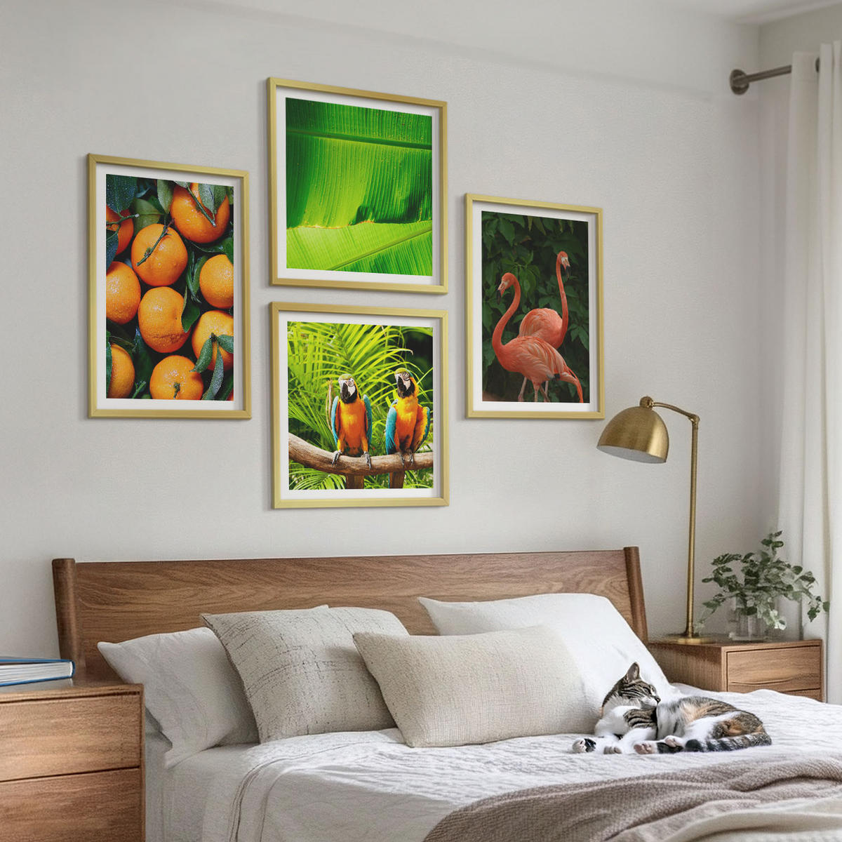 BILDER SET 4er Set - 50x50 cm & 40x60 cm Goldrahmen - Fruchtige Akzente der Tropen - Goldfarben, Kunststoff (50/50cm) - TULUP