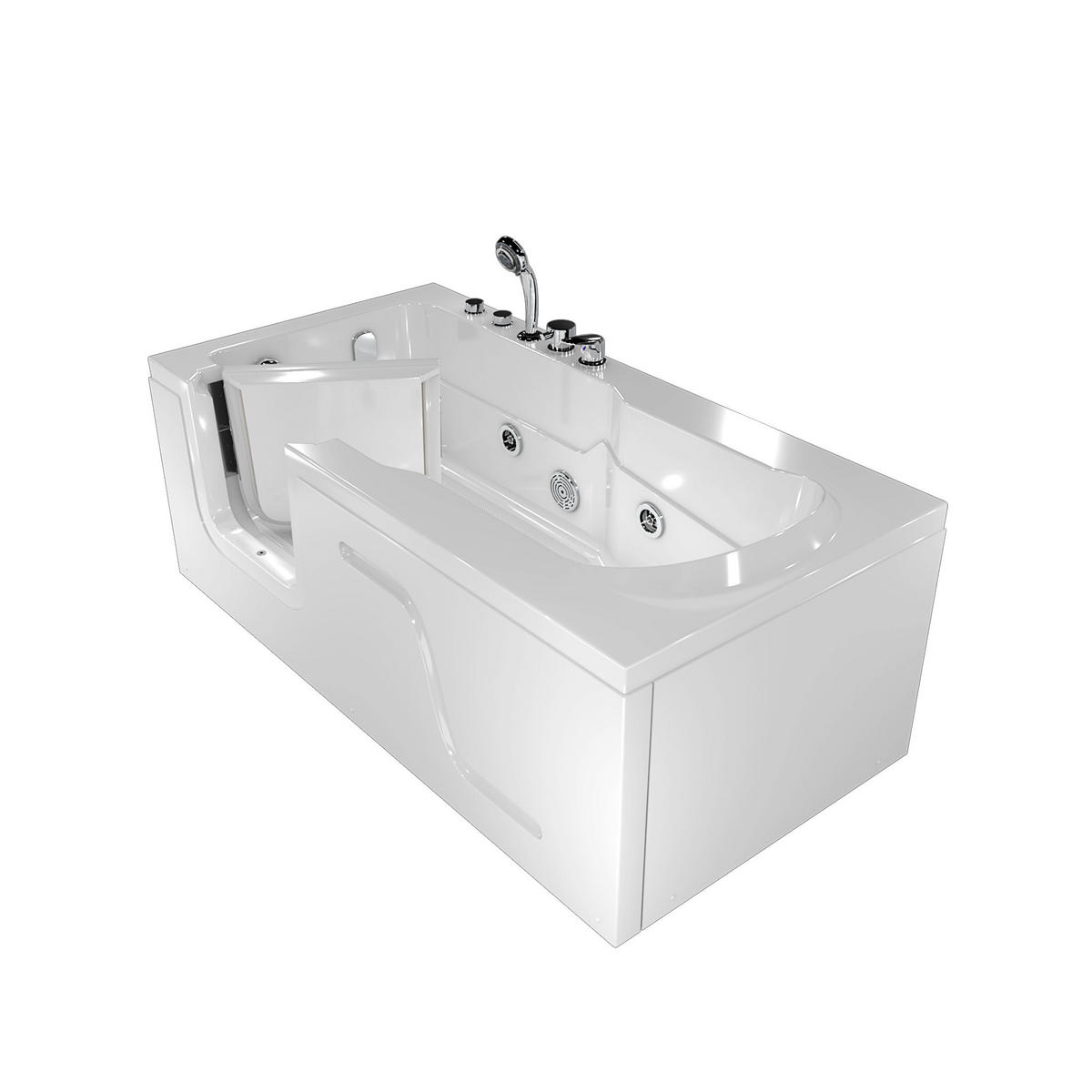 WHIRLPOOL Seniorenwanne mit Tür S17-EH-WP-R 75x150cm - Weiß, Glas/Kunststoff (150/54/75cm) - AcquaVapore by Sandra Jentho