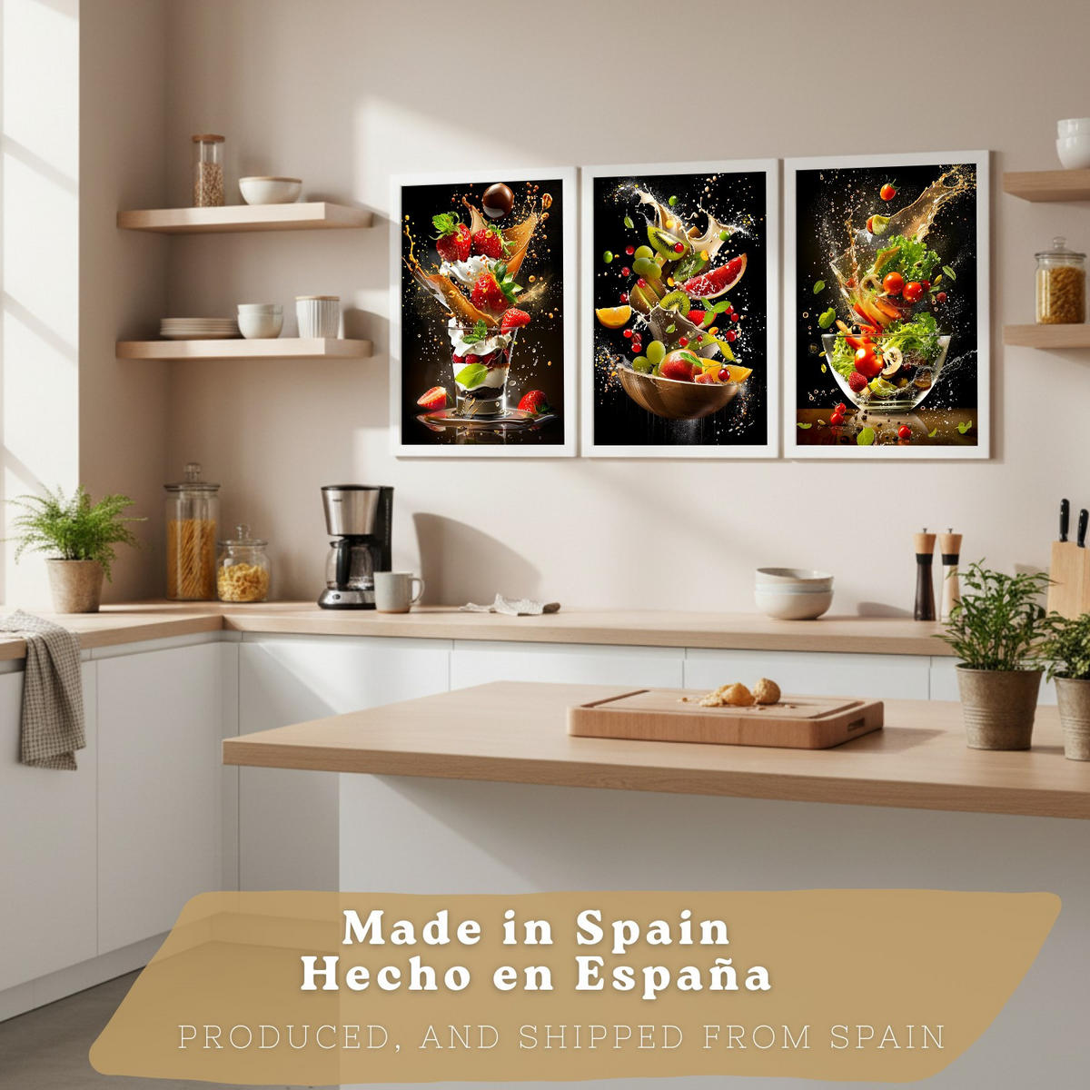 PLAKAT Sada 3 Salát A3 Bílý rám - bílá, papír (29.7/1/42cm) - Nacnic