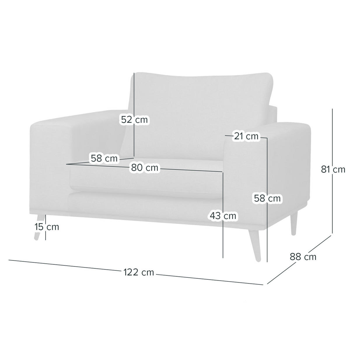 SESSEL - Eichefarben/Schwarz, Eichenholz/Holz (122/81/88cm) - home24