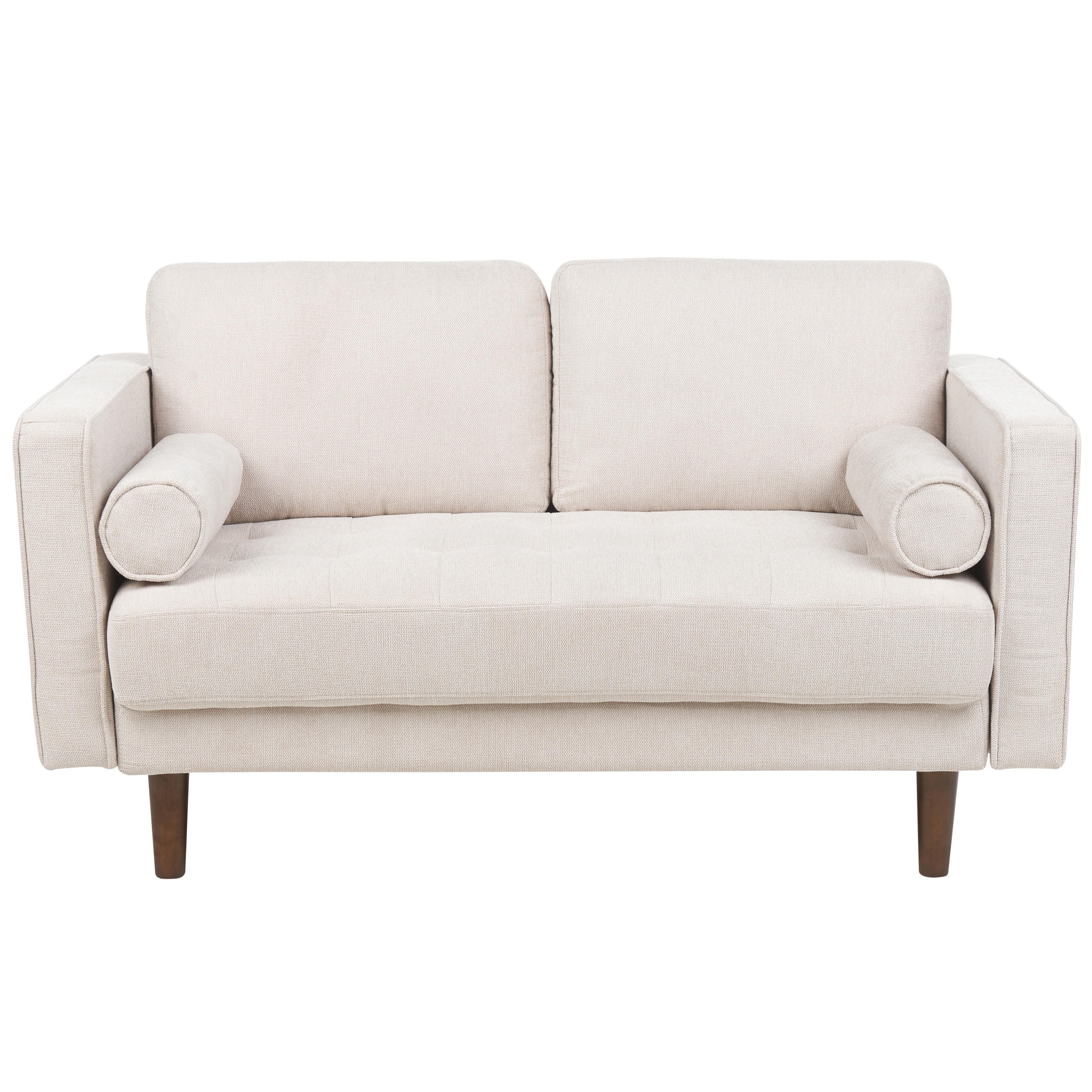 2-SITZER-SOFA hellbeige Nurmo - Dunkelbraun/Beige, Textil (140/78/74cm) - Beliani