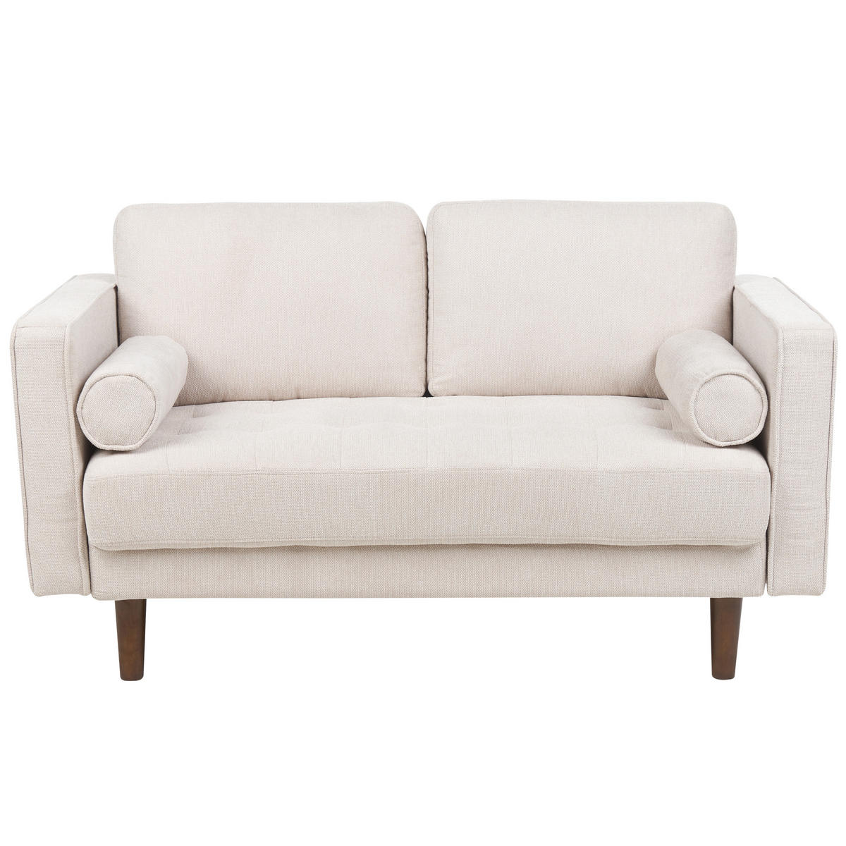 2-SITZER-SOFA hellbeige Nurmo - Dunkelbraun/Beige, Textil (140/78/74cm) - Beliani