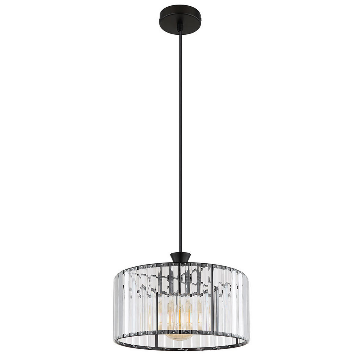 PENDELLEUCHTE Metall Schwarz-matt Kristalle - Schwarz, Metall (31/31/120cm) - Globo Lighting