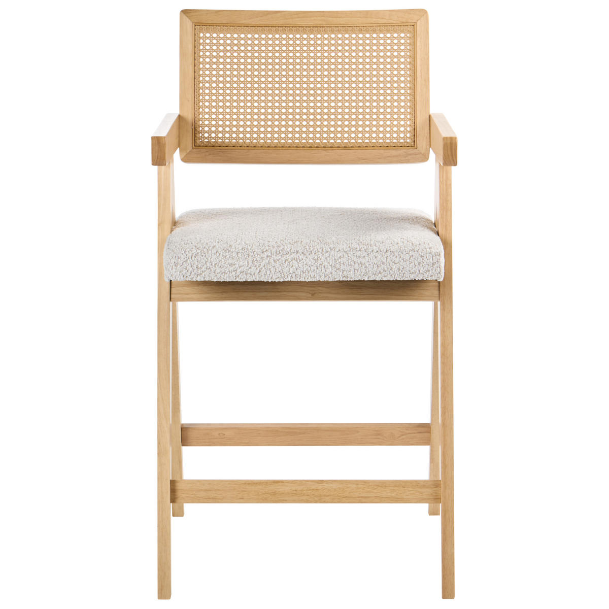 BARSTUHL 2er-Set Holz Hellbraun/Beige Ava - Hellbraun, Holz (55/102/65cm) - Beliani