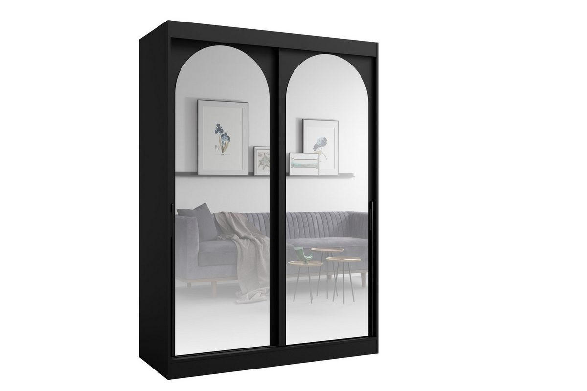 Deine Möbel 24 Schiebetürenschrank Schwarz, Schwarz 150x215x65 cm