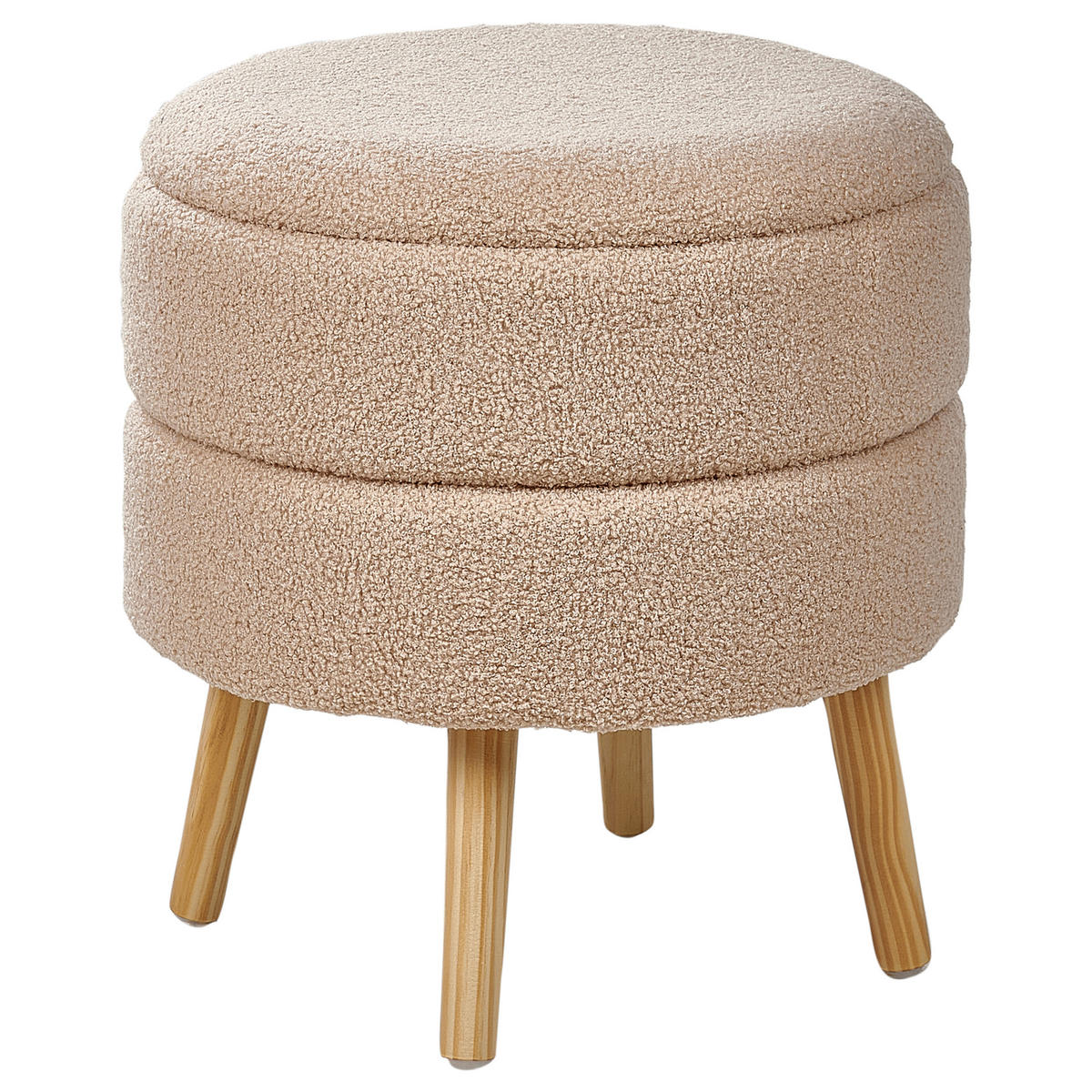HOCKER Beige Okaton - Beige/Braun, Textil (44/48/44cm) - Beliani