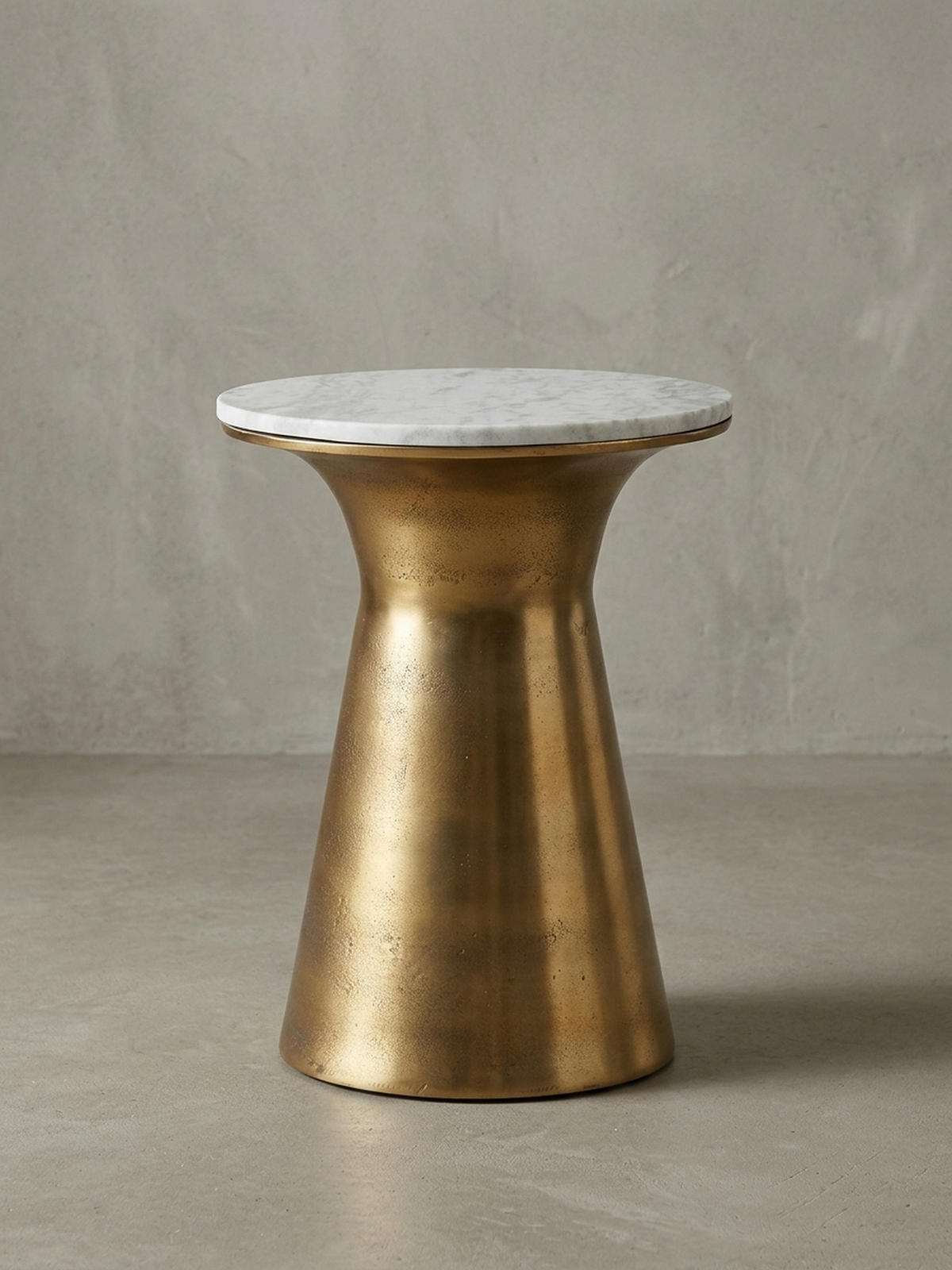 BEISTELLTISCH – Rund Marmor Weiß Metall Goldfarben 35x35x45 cm - Goldfarben/Weiß, Stein/Metall (35/35/45cm) - KADIMA DESIGN