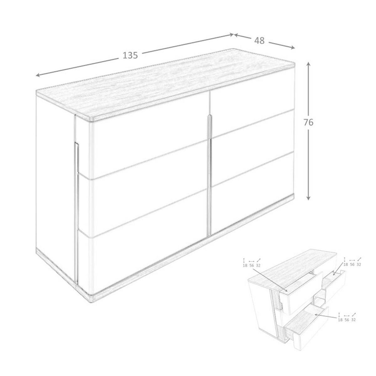 KOMMODE Kommode aus grauem Holz und Nussbaum 135/48/76 cm - Walnussfarben/Grau, Holz (135/76/48cm) - ANGEL CERDA