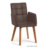 ARMLEHNSTUHL (2er-Set) Dareia 52x91x60 Eiche geölt/Braun - Eichefarben/Braun, Kunststoff (60/91/52cm) - 58aufmkessel