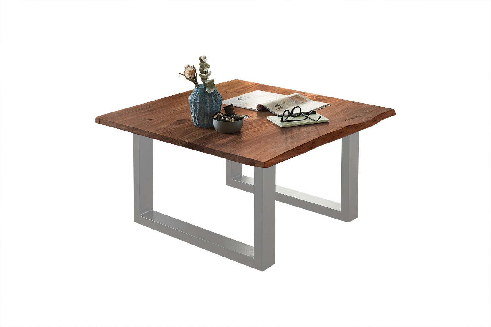 COUCHTISCH NOAH - Silberfarben/Braun, Holz/Metall (90/90/43cm) - SAM
