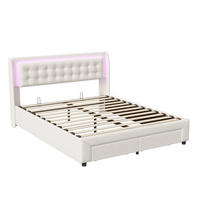 POLSTERBETT 160x200 cm LED Lattenrost Bettgestell beige - Beige, Holz (160/200cm) - LEBENLANG