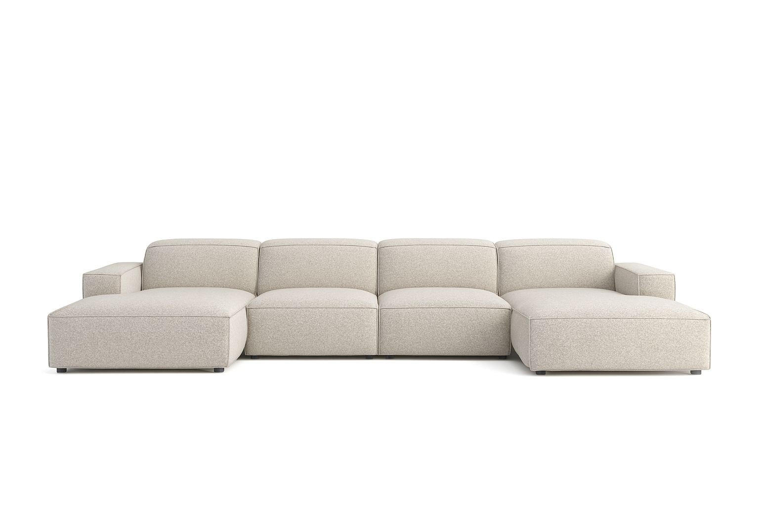 ECKSOFA Cursal U-Form, Stoff Artico, Nata - Beige, Holz (364/166cm) - Kaiser Möbel