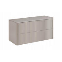 WASCHBECKENUNTERSCHRANK LINEA hängend geriffelt Kaschmir matt mit Waschtischplatte 100/48/44 cm - Kaschmir, Holzwerkstoff (100/48.4/43.7cm) - Rodan