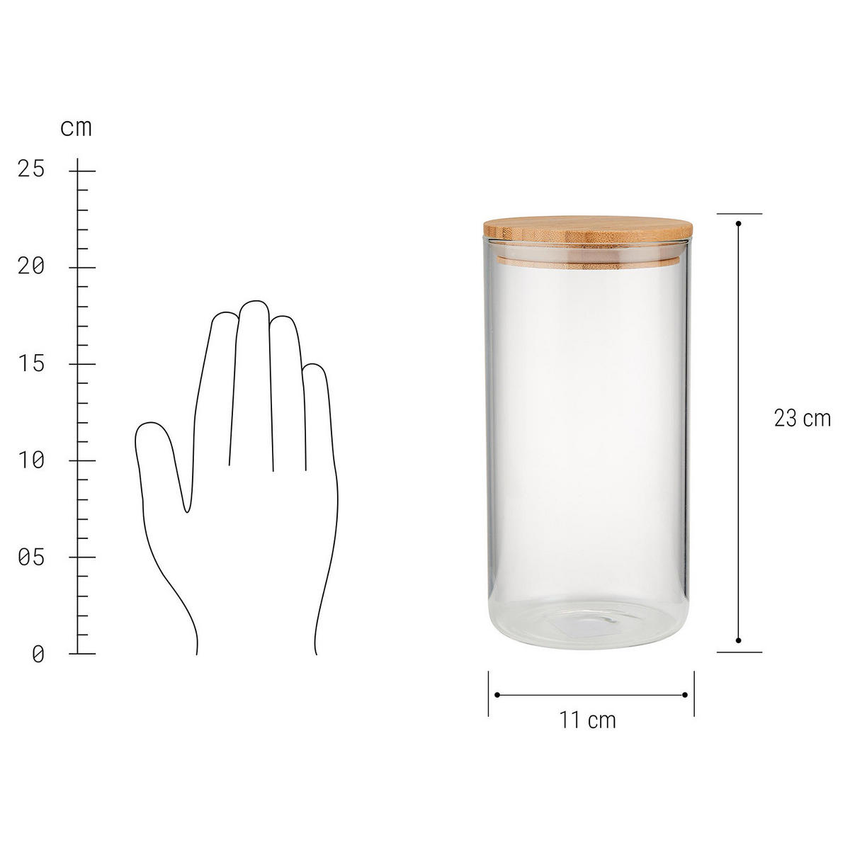 VORRATSGLAS Woodlock - Transparent, Glas/Holz (11/23/11cm) - Butlers