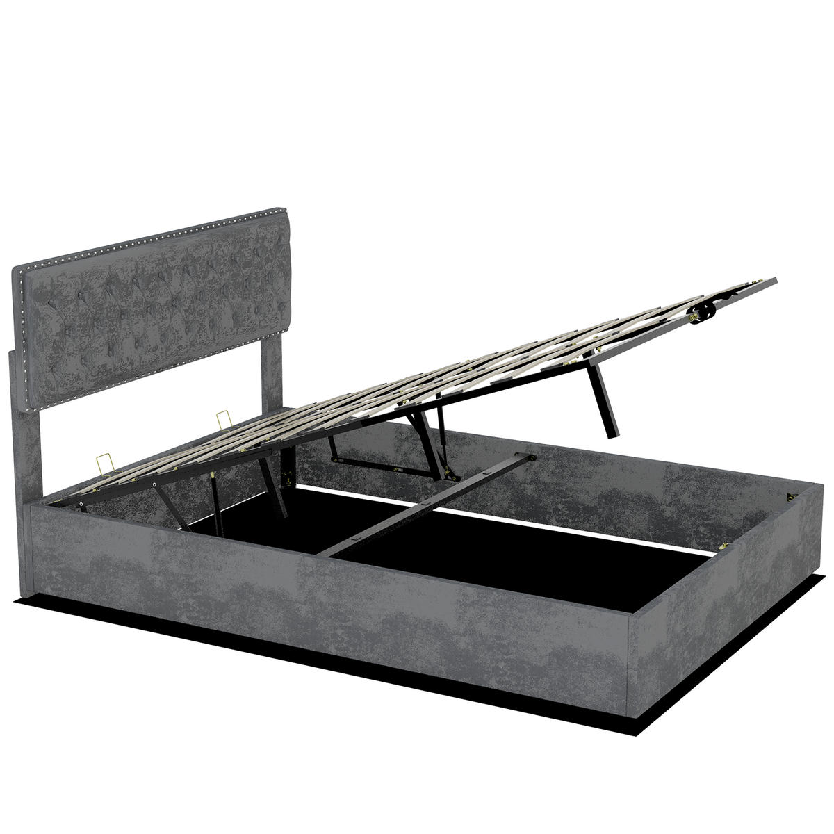 POLSTERBETT 140/200 cm in Grau mit Stauraum Stoff im Modernen Design - Grau, Holzwerkstoff/Textil (140/200cm) - STILVORA