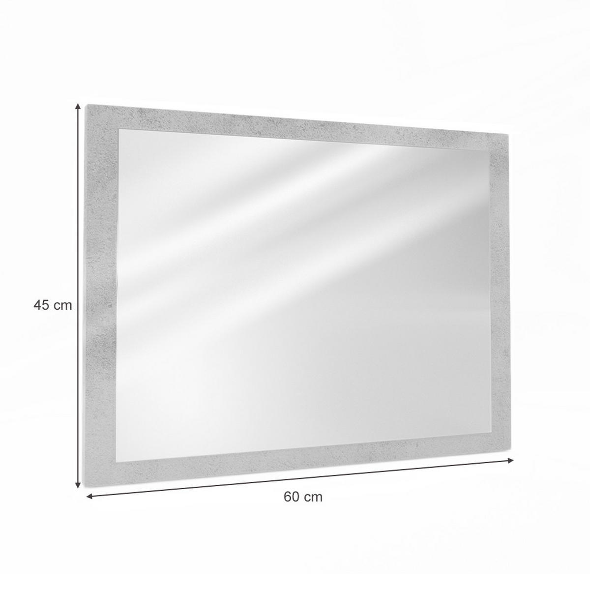 BADEZIMMERSPIEGEL Kiko Beton 45 x 60 cm - Schieferfarben, Glas (45/60/2cm) - Vicco
