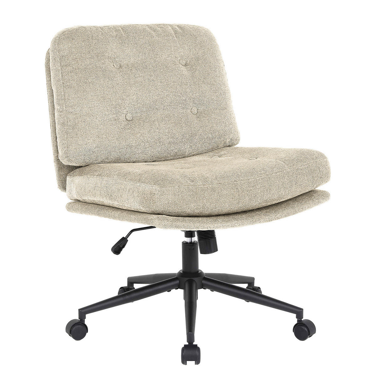 BÜRODREHSTUHL - Webstoff / Eisen / Nylon - Beige/Schwarz, Textil/Metall (71/90/76cm) - home24