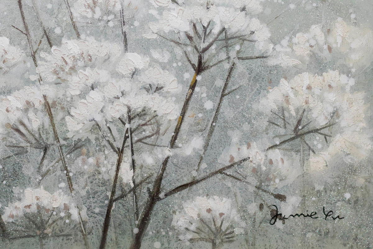ACRYLBILD HANDGEMALT 80/80 cm - Weiß/Grau, Holz/Textil (1.6/80cm) - KUNSTLOFT