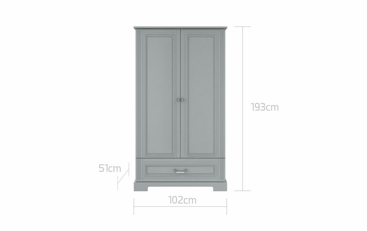 KINDERKLEIDERSCHRANK Ines, 2-türig – ideal für das Kinderzimmer Grau - Grau, Holzwerkstoff (102/193/51cm) - RAUMHIRSCH FURNITURE