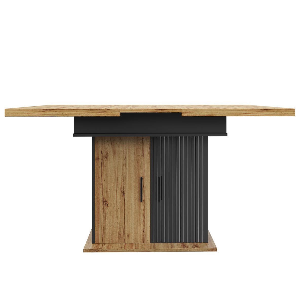 AUSZIEHTISCH 110-140/80/75 cm in Schwarz/Natur mit Stauraum für 4-6 Personen - Schwarz, Holzwerkstoff (110/80/75cm) - BEAOK