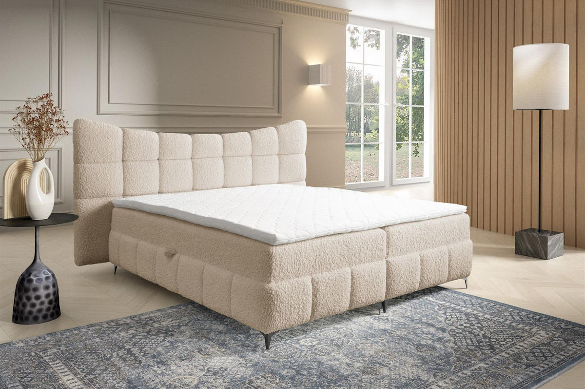 BOXBETT Nova In Rolf - Beige, Holzwerkstoff/Textil (160/200cm) - Fun Möbel
