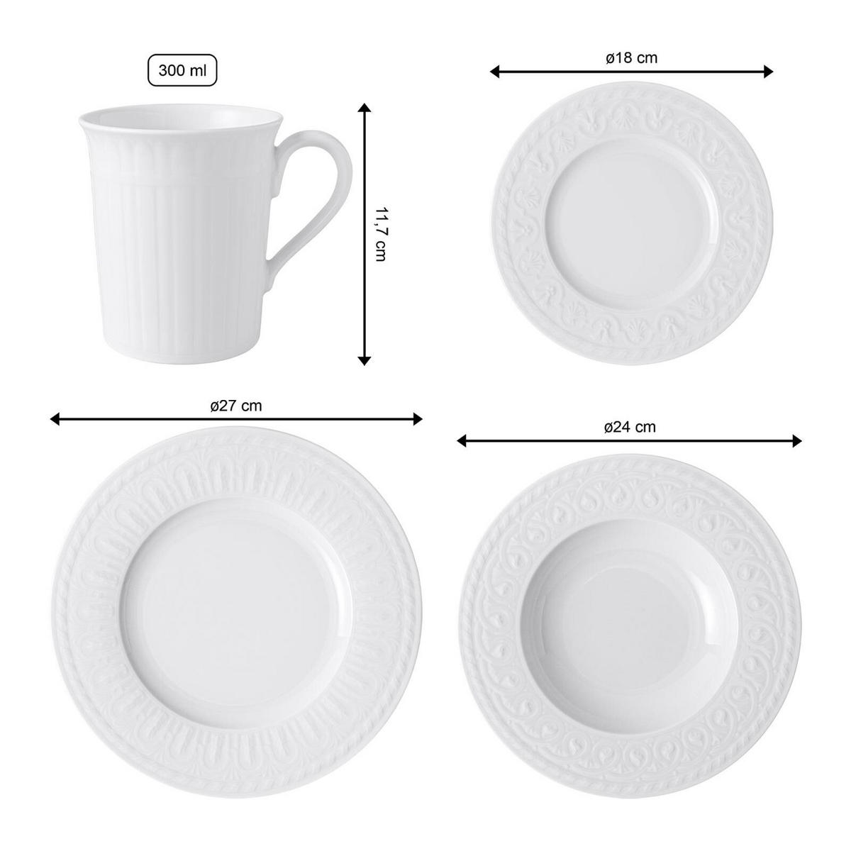 GESCHIRR-SET Cellini weiß 24er Set - Weiß, Keramik (1/1/1cm) - Villeroy & Boch