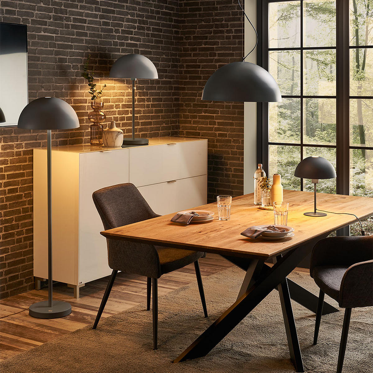 LED STEHLEUCHTE Alu Dunkelgrau Matt - Grau, Metall (45/45/145cm)