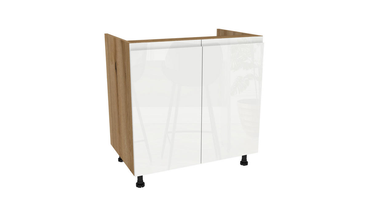 KÜCHENZEILE 170 cm mit Arbeitsplatte - SIMPLY Z13 - in Weiß Hochglanz / Eiche - Weiß Hochglanz, Holz/Holzwerkstoff (170/212/53cm)