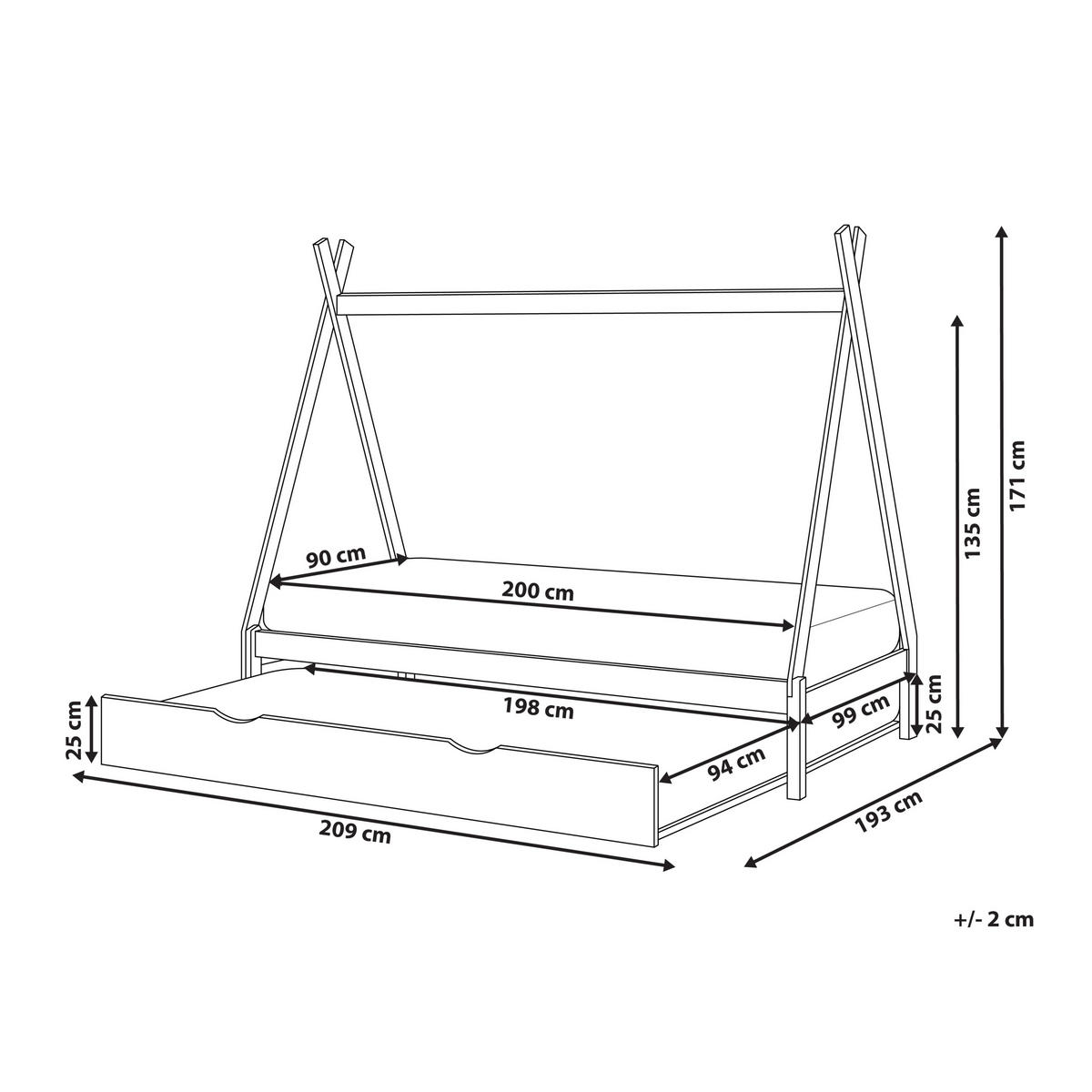 KINDERBETT 90x200 cm Heller Holzfarbton Talmontiers - Hellbraun, Holz (90/200cm) - Beliani
