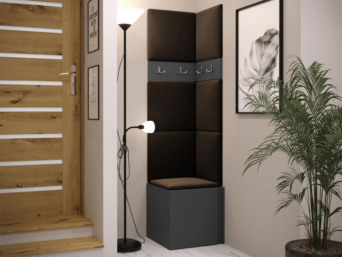 GARDEROBEN-SET Orion XXI - Graphitfarben/Braun, Holzwerkstoff/Kunststoff (42/186/46cm) - MIRJAN24