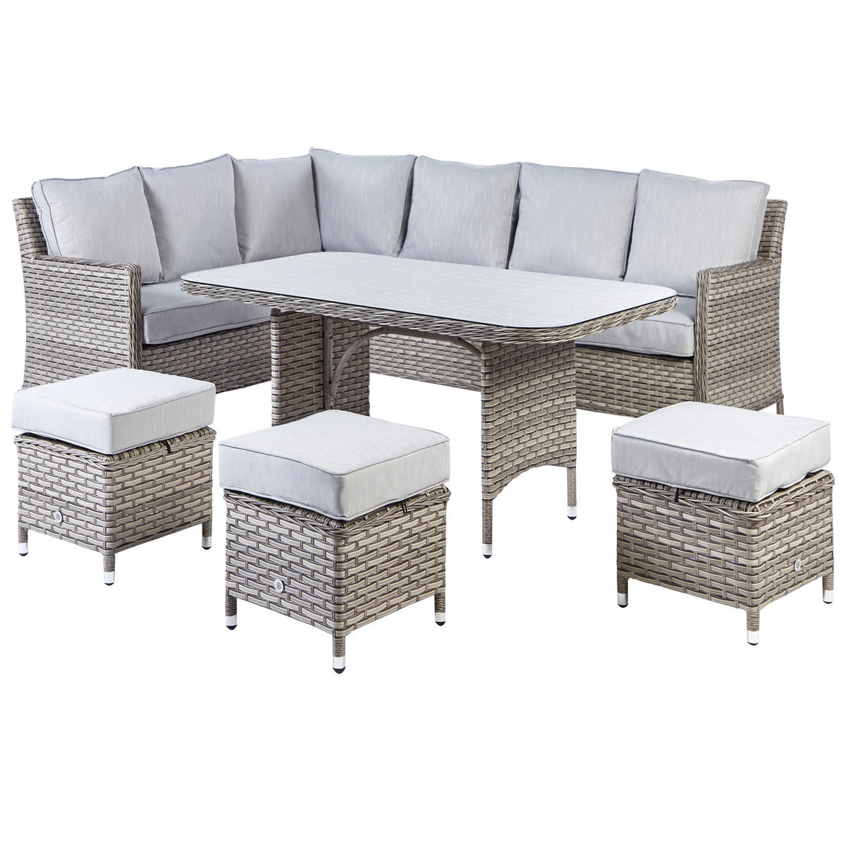 LOUNGE SET 9-Sitzer PE Rattan hellgrau Lacona - Taupe, Kunststoff - Beliani