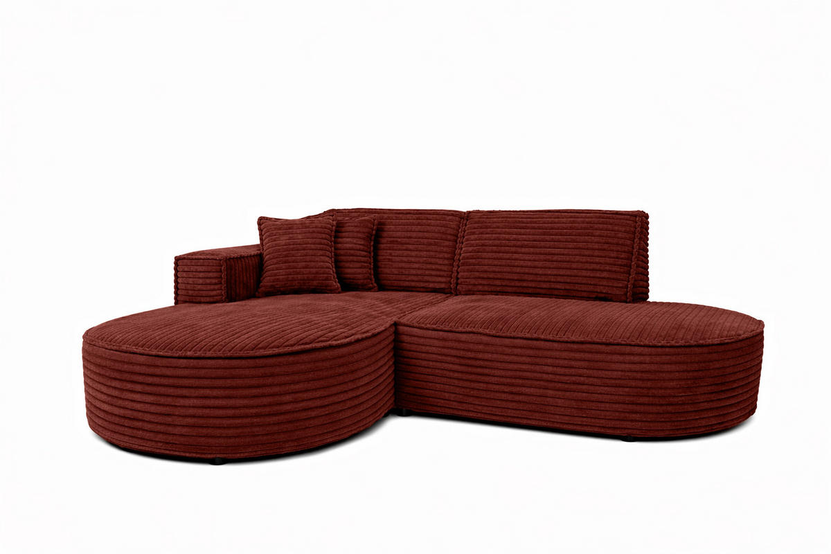ECKSOFA L-Form, Cordstoff Velo, Kupfer, Links, Modena Studio - Orange, Holz (236/165cm) - Kaiser Möbel