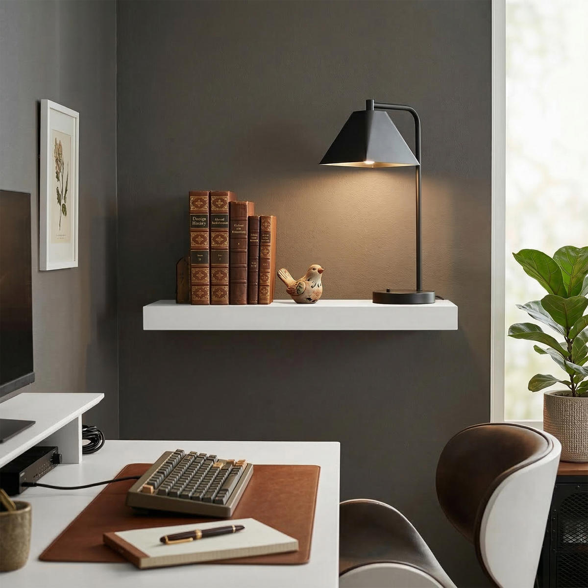 3XPOLICA - biela, kov/kompozitné drevo (50/4/23cm) - Relaxdays