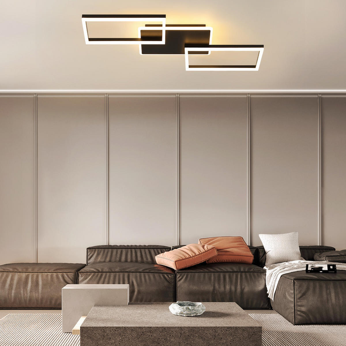 LED-DECKENLEUCHTE Emmerich II 80/45cm - Schwarz, Metall (80/45/7cm) - Nettlife