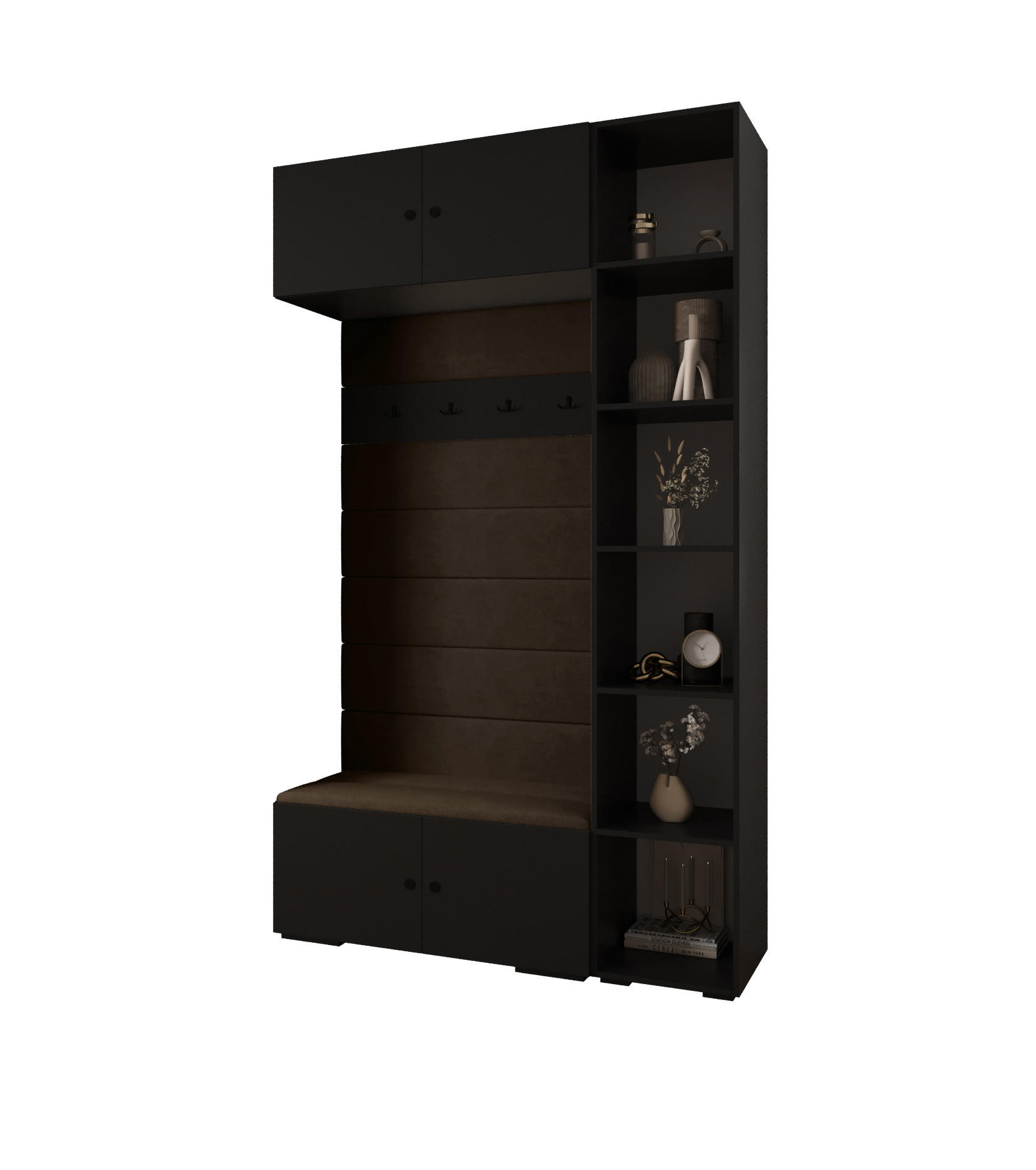 GARDEROBEN-SET 236,7/140/47 - Goldfarben/Schwarz, Holz/Kunststoff (140/236.7/47cm) - Abiks Möbel