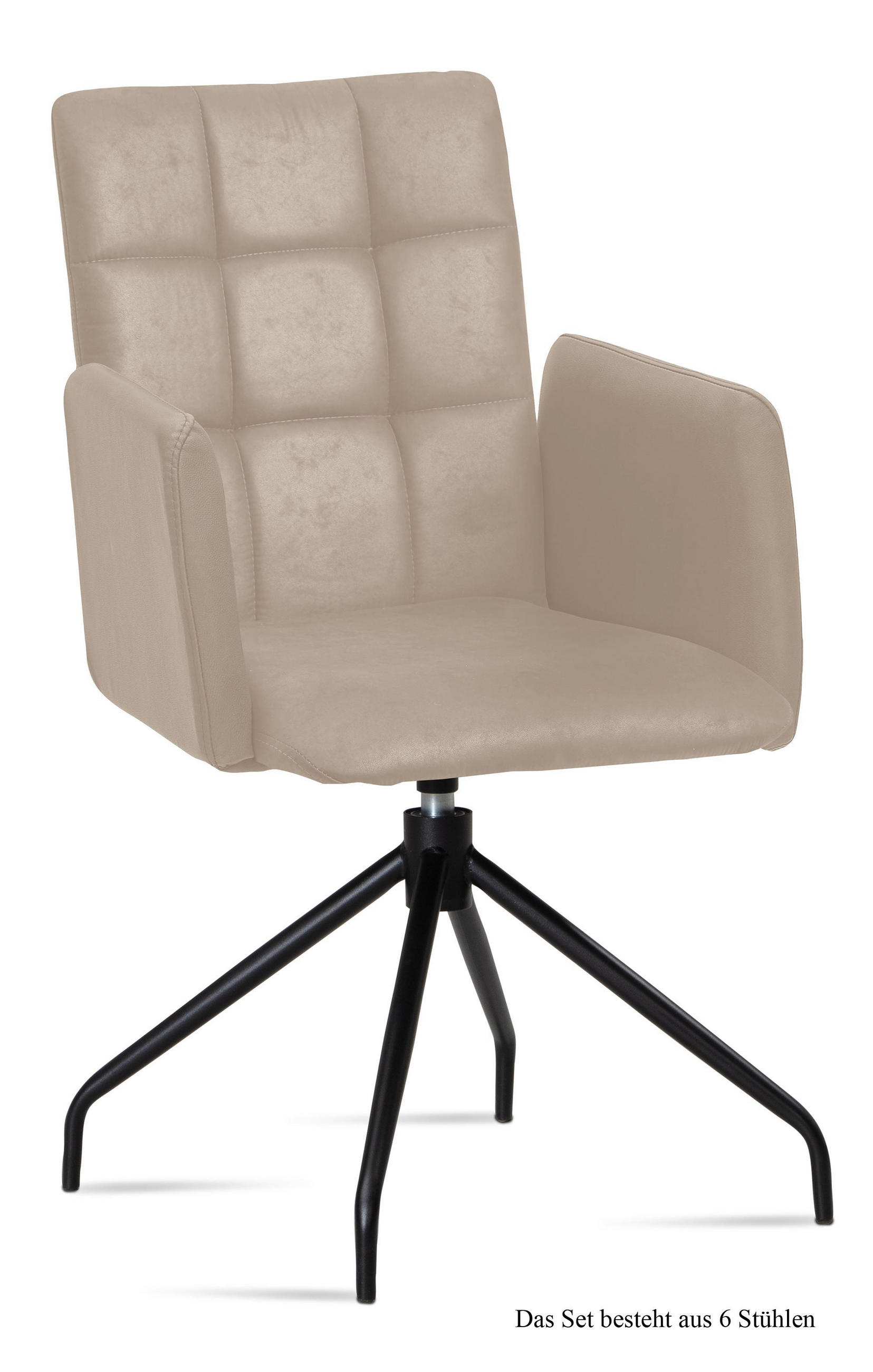 ARMLEHNSTUHL drehbar (6er-Set) Dollie 52x91x60 Schwarz/Natur - Schwarz/Naturfarben, Kunststoff (60/91/52cm) - 58aufmkessel